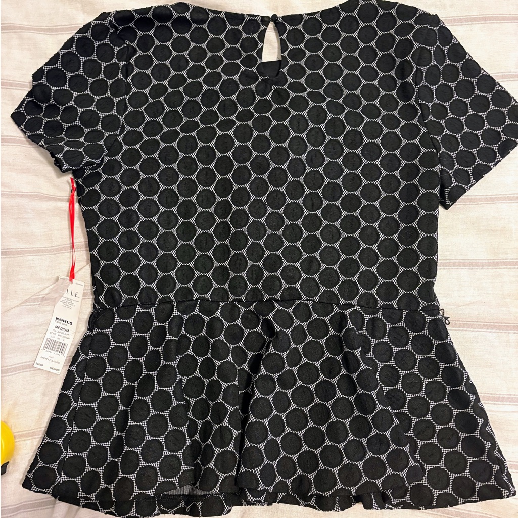Elle Black And Gray Geometric Women's Blouse — image 2 of 6